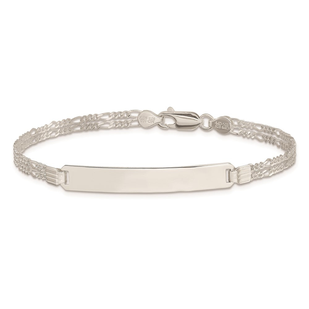 Sterling Silver Double Chain Fancy Link Id Bracelet