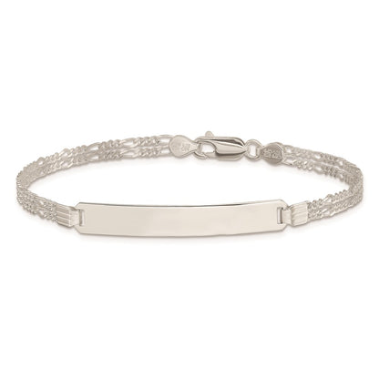 Sterling Silver Double Chain Fancy Link Id Bracelet