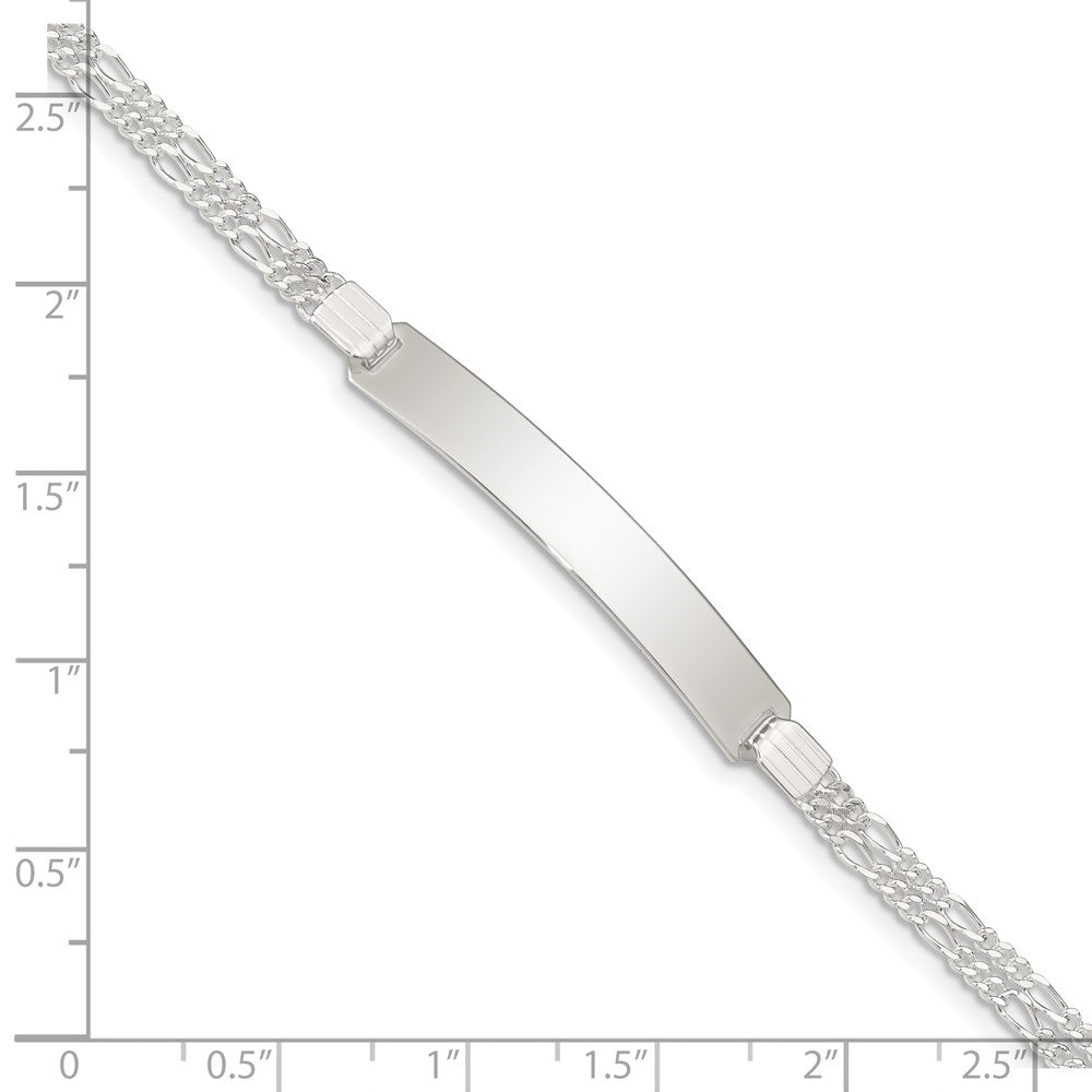 Sterling Silver Double Chain Fancy Link Id Bracelet