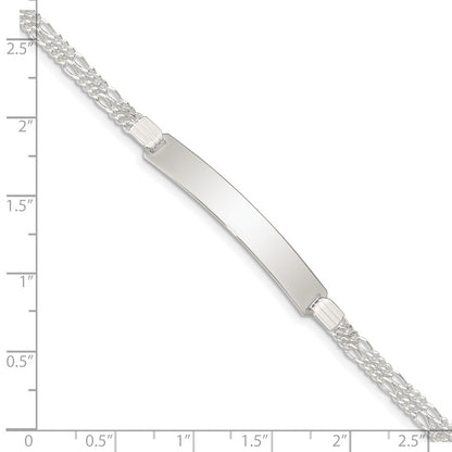 Sterling Silver Double Chain Fancy Link Id Bracelet