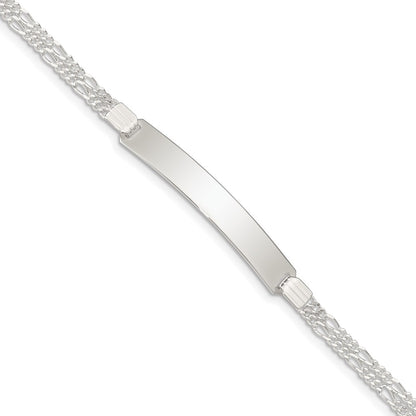 Sterling Silver Double Chain Fancy Link Id Bracelet