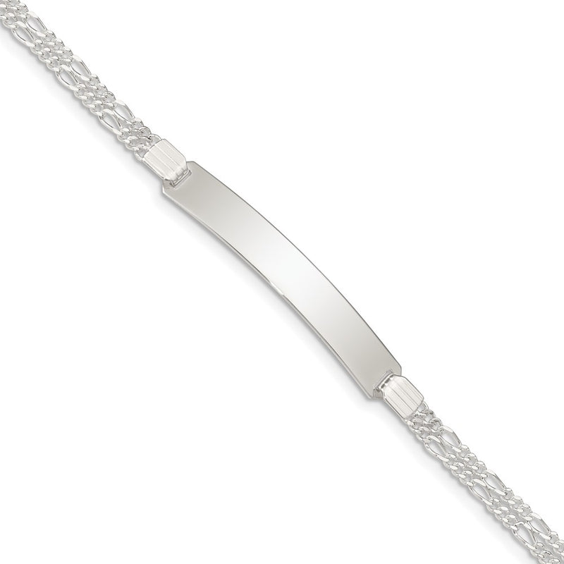 Sterling Silver Double Chain Fancy Link Id Bracelet