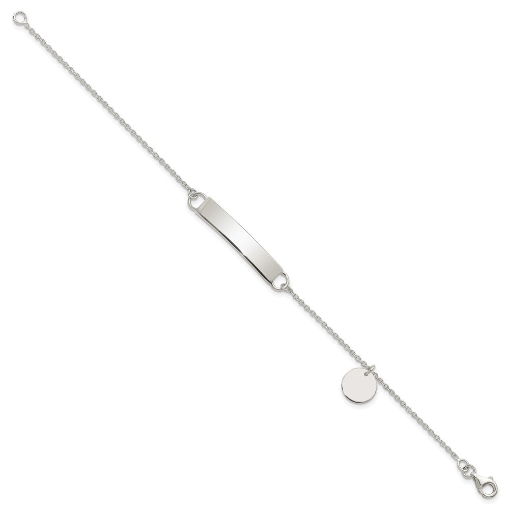Sterling Silver Polished 7.5 Inch Curb Link Id Bracelet W/Sliding Accent