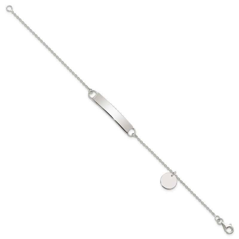 Sterling Silver Polished 7.5 Inch Curb Link Id Bracelet W/Sliding Accent