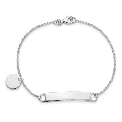 Sterling Silver Polished 7.5 Inch Curb Link Id Bracelet W/Sliding Accent