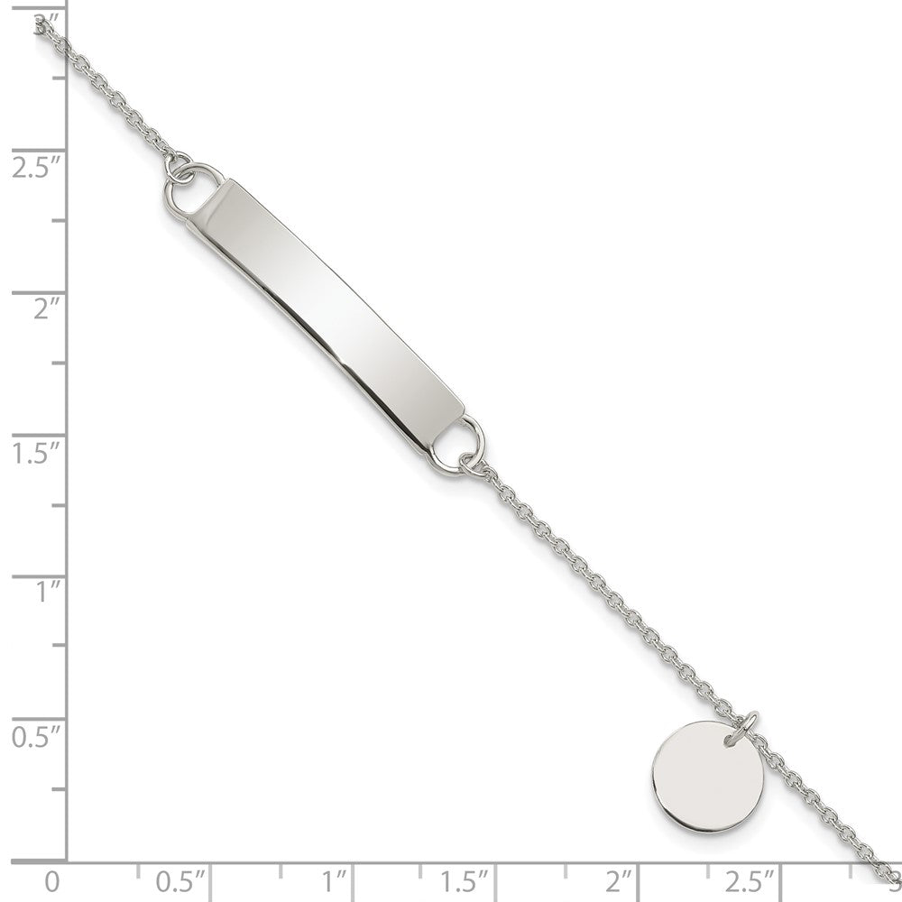 Sterling Silver Polished 7.5 Inch Curb Link Id Bracelet W/Sliding Accent