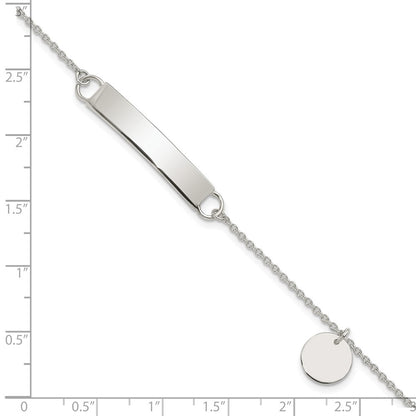 Sterling Silver Polished 7.5 Inch Curb Link Id Bracelet W/Sliding Accent