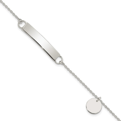 Sterling Silver Polished 7.5 Inch Curb Link Id Bracelet W/Sliding Accent