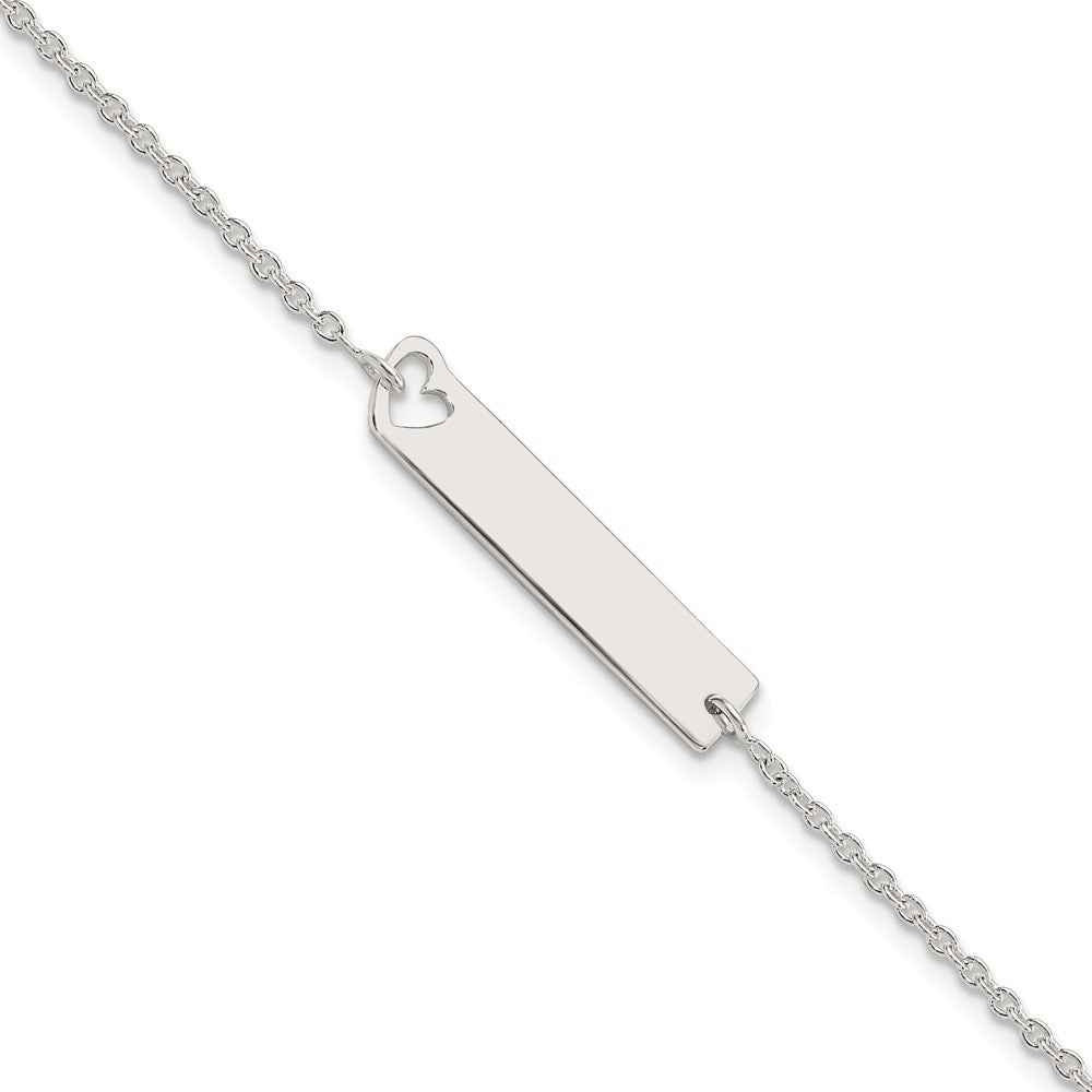 7 Inch Sterling Silver Polished Heart Id 7In Bracelet