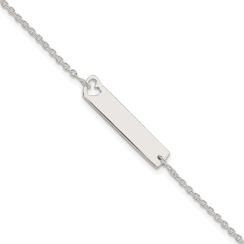 7 Inch Sterling Silver Polished Heart Id 7In Bracelet