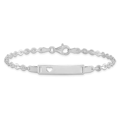 7.5 Inch Sterling Silver Polished Id W/Heart Bracelet