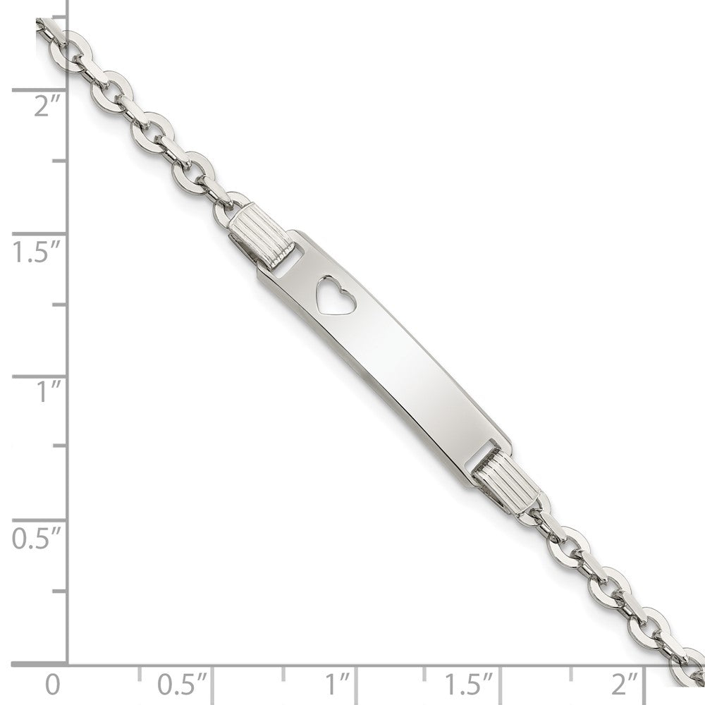 7.5 Inch Sterling Silver Polished Id W/Heart Bracelet