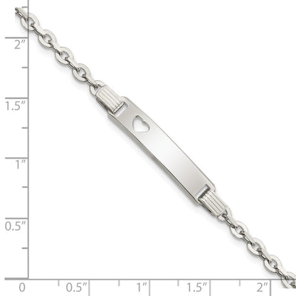 7.5 Inch Sterling Silver Polished Id W/Heart Bracelet