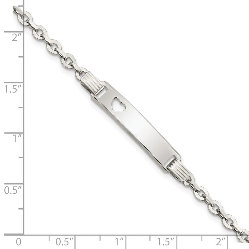 7.5 Inch Sterling Silver Polished Id W/Heart Bracelet