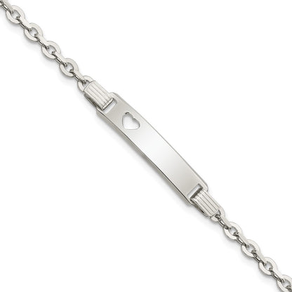 7.5 Inch Sterling Silver Polished Id W/Heart Bracelet