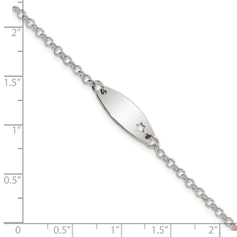 5.5 Inch Sterling Silver Childrens Polished Id With Star Bracelet