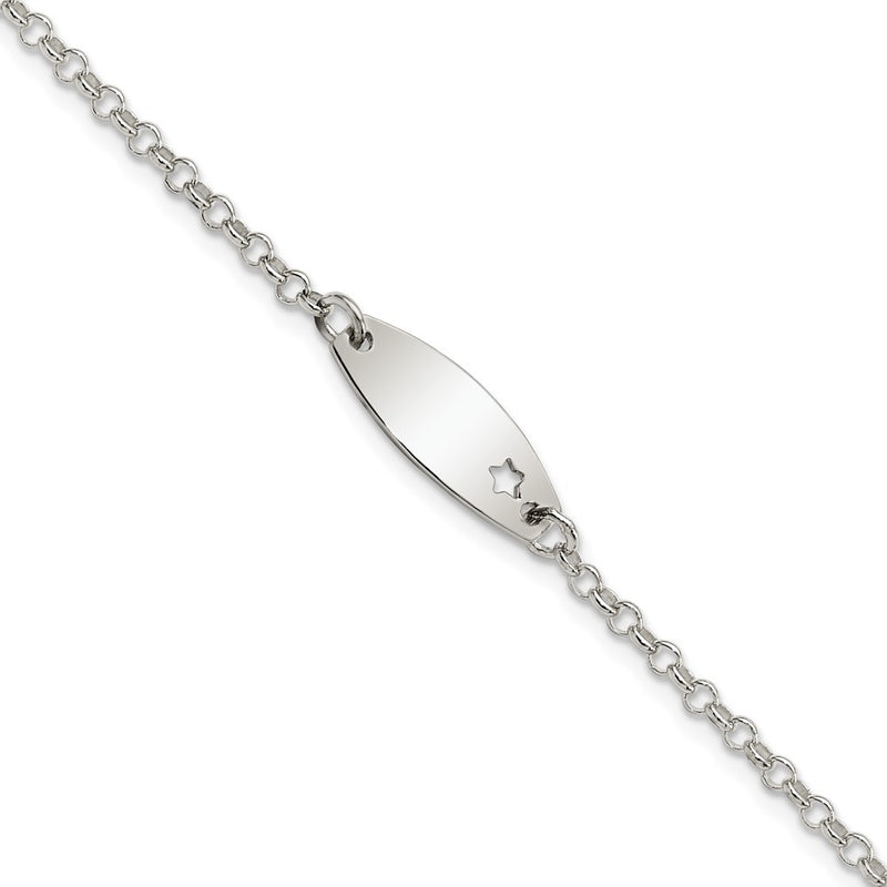 5.5 Inch Sterling Silver Childrens Polished Id With Star Bracelet