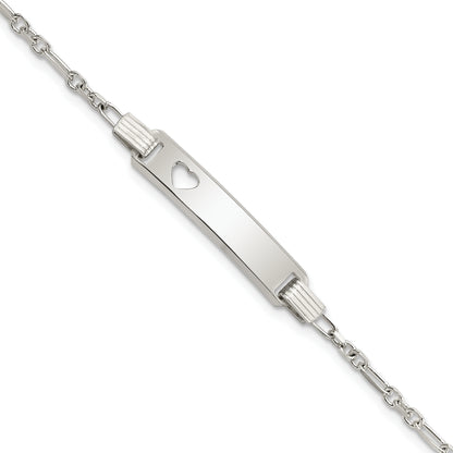 5.5 Inch Sterling Silver Polished Childrens Id With Heart Bracelet