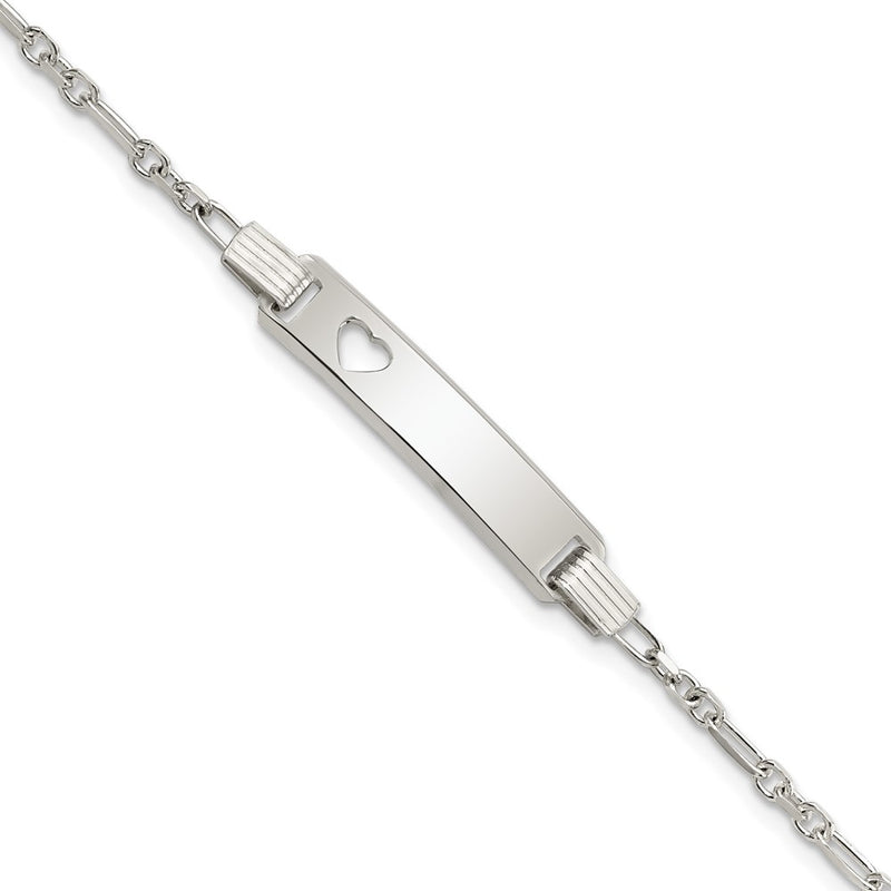 5.5 Inch Sterling Silver Polished Childrens Id With Heart Bracelet