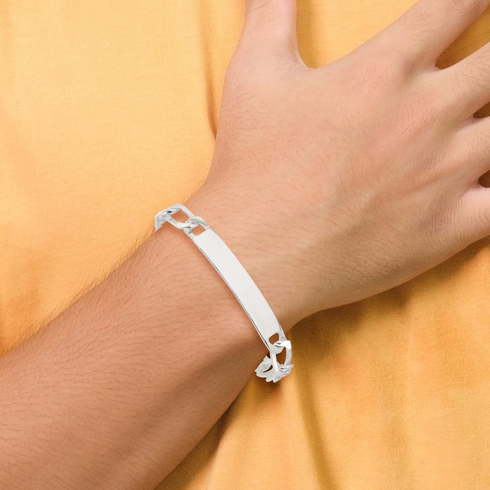 Sterling Silver 8in Figaro Id Bracelet