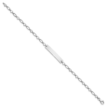Sterling Silver Rhodium-Plated 7.5 Inch Hearts Id Bracelet