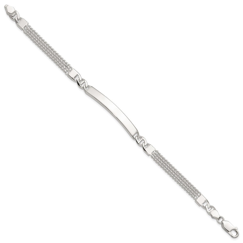 Sterling Silver Double Strand Curb Link 8in Id Bracelet