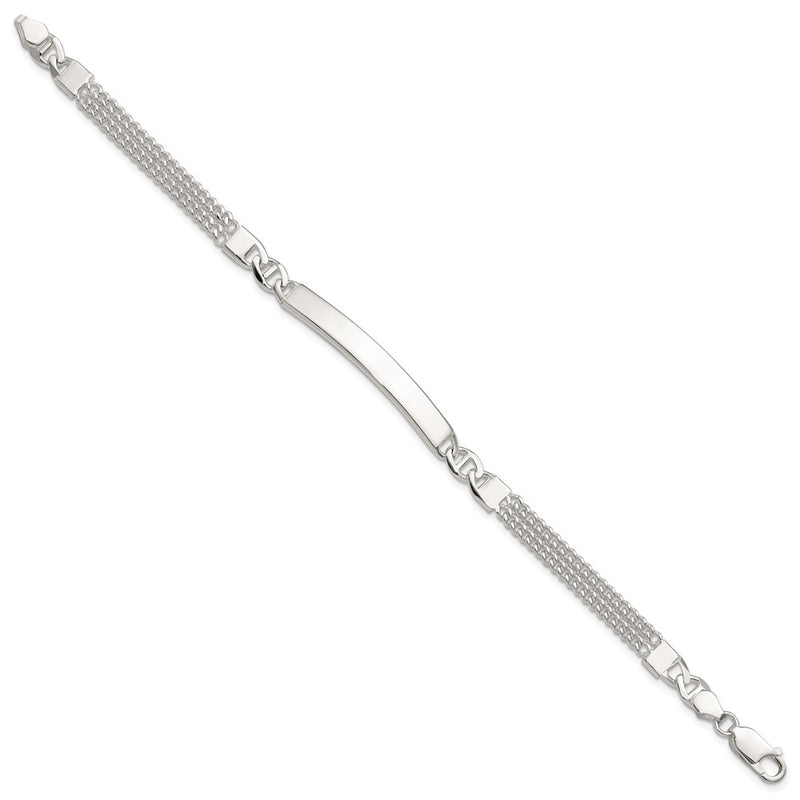 Sterling Silver Double Strand Curb Link 8in Id Bracelet