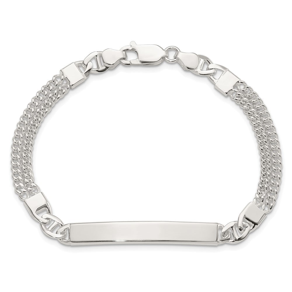 Sterling Silver Double Strand Curb Link 8in Id Bracelet