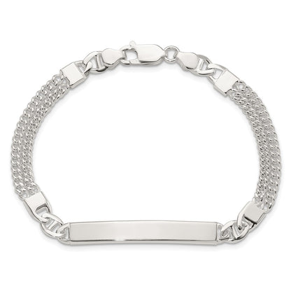 Sterling Silver Double Strand Curb Link 8in Id Bracelet