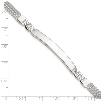 Sterling Silver Double Strand Curb Link 8in Id Bracelet