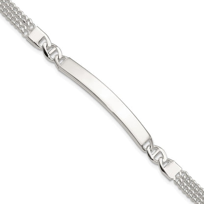 Sterling Silver Double Strand Curb Link 8in Id Bracelet