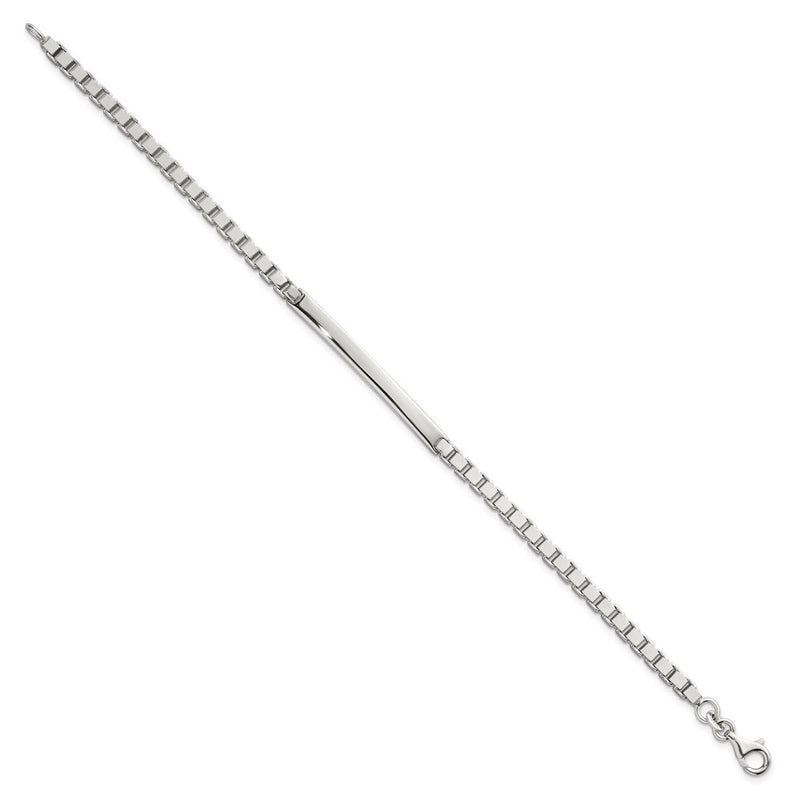 Sterling Silver Polished 3.7mm Box Chain 8 Inch Men's Id/bar Bracelet