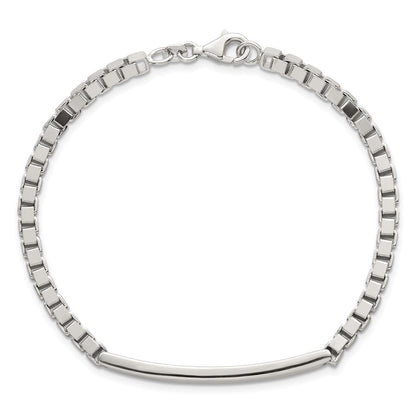 Sterling Silver Polished 3.7mm Box Chain 8 Inch Men's Id/bar Bracelet