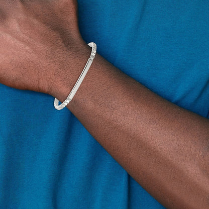 Sterling Silver Polished 3.7mm Box Chain 8 Inch Men's Id/bar Bracelet