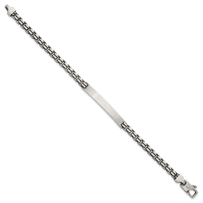 Sterling Silver Antiqued Brushed Box Link Plate 6mm 8in Id Bracelet