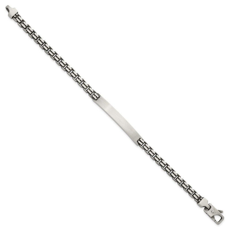 Sterling Silver Antiqued Brushed Box Link Plate 6mm 8in Id Bracelet