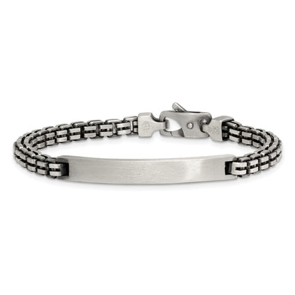 Sterling Silver Antiqued Brushed Box Link Plate 6mm 8in Id Bracelet