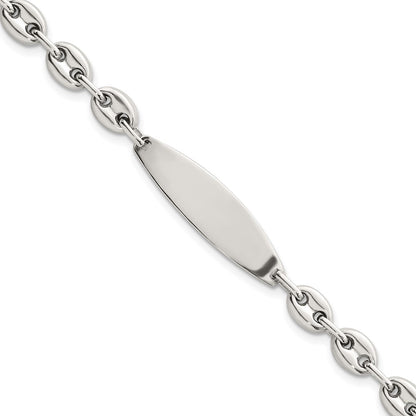 Sterling Silver Polished 6.25mm Anchor Link 7.25 Inch Id Bracelet