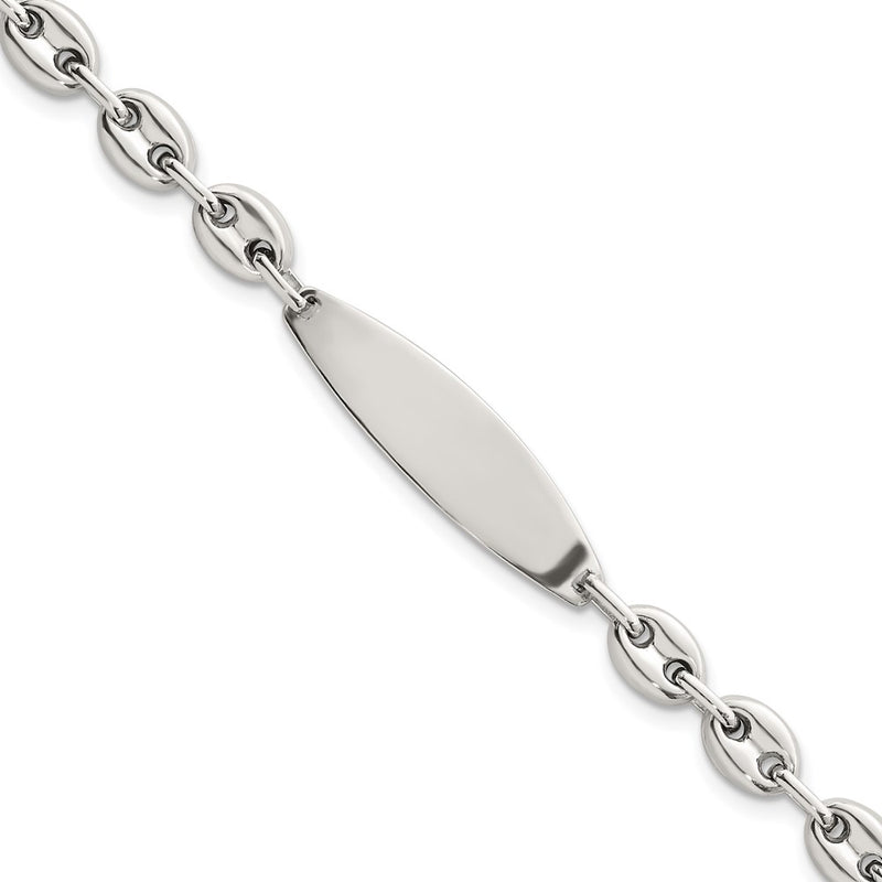 Sterling Silver Polished 6.25mm Anchor Link 7.25 Inch Id Bracelet