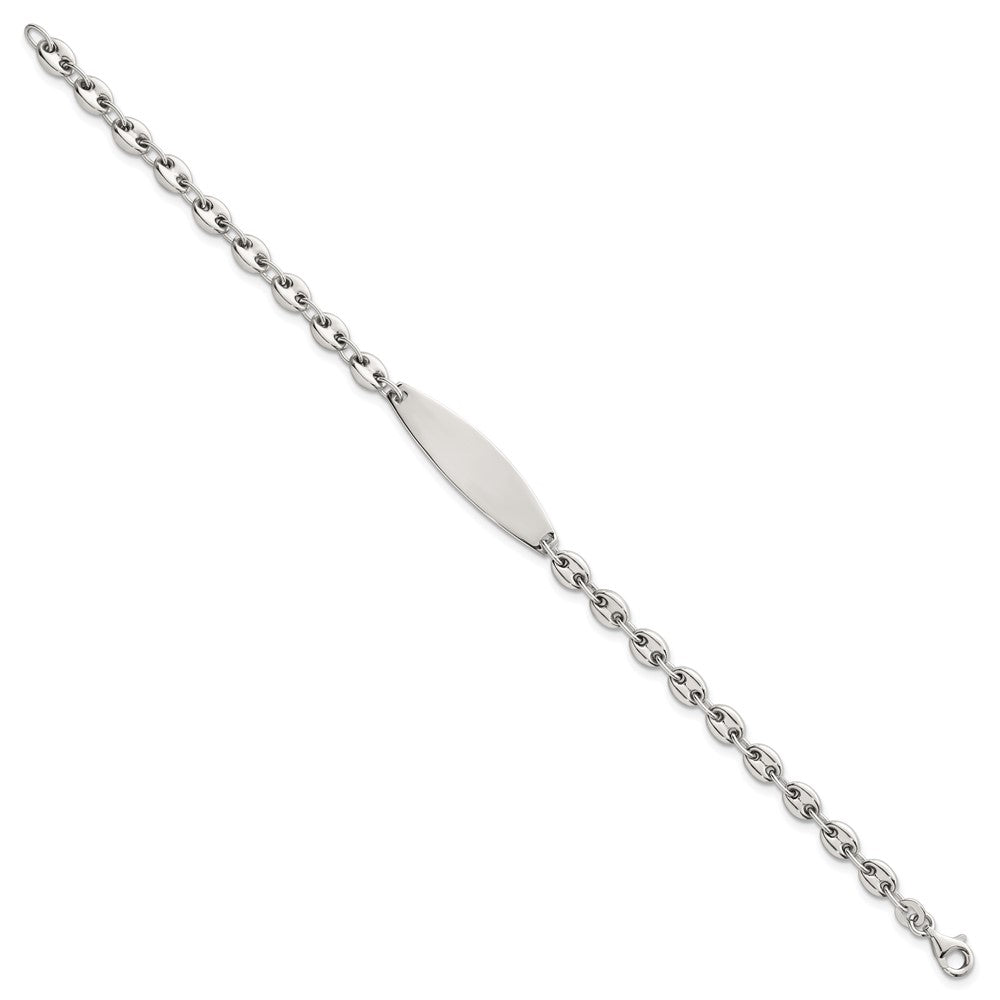 Sterling Silver Polished 5.0mm Anchor Link 7.5 Inch Id Bracelet