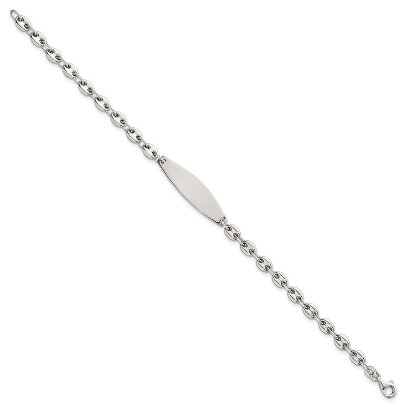 Sterling Silver Polished 5.0mm Anchor Link 7.5 Inch Id Bracelet