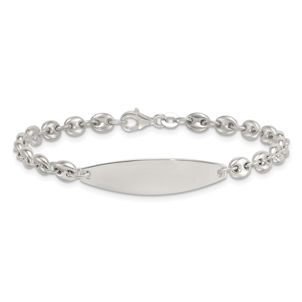 Sterling Silver Polished 5.0mm Anchor Link 7.5 Inch Id Bracelet
