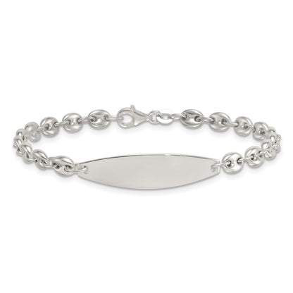 Sterling Silver Polished 5.0mm Anchor Link 7.5 Inch Id Bracelet
