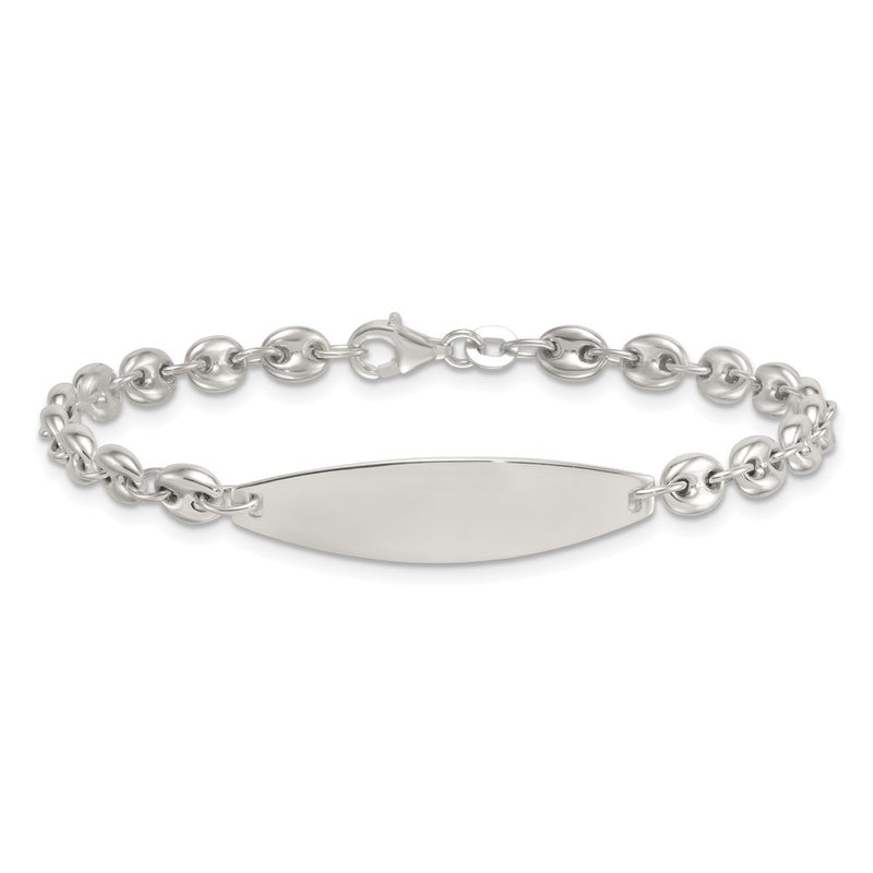 Sterling Silver Polished 5.0mm Anchor Link 7.5 Inch Id Bracelet