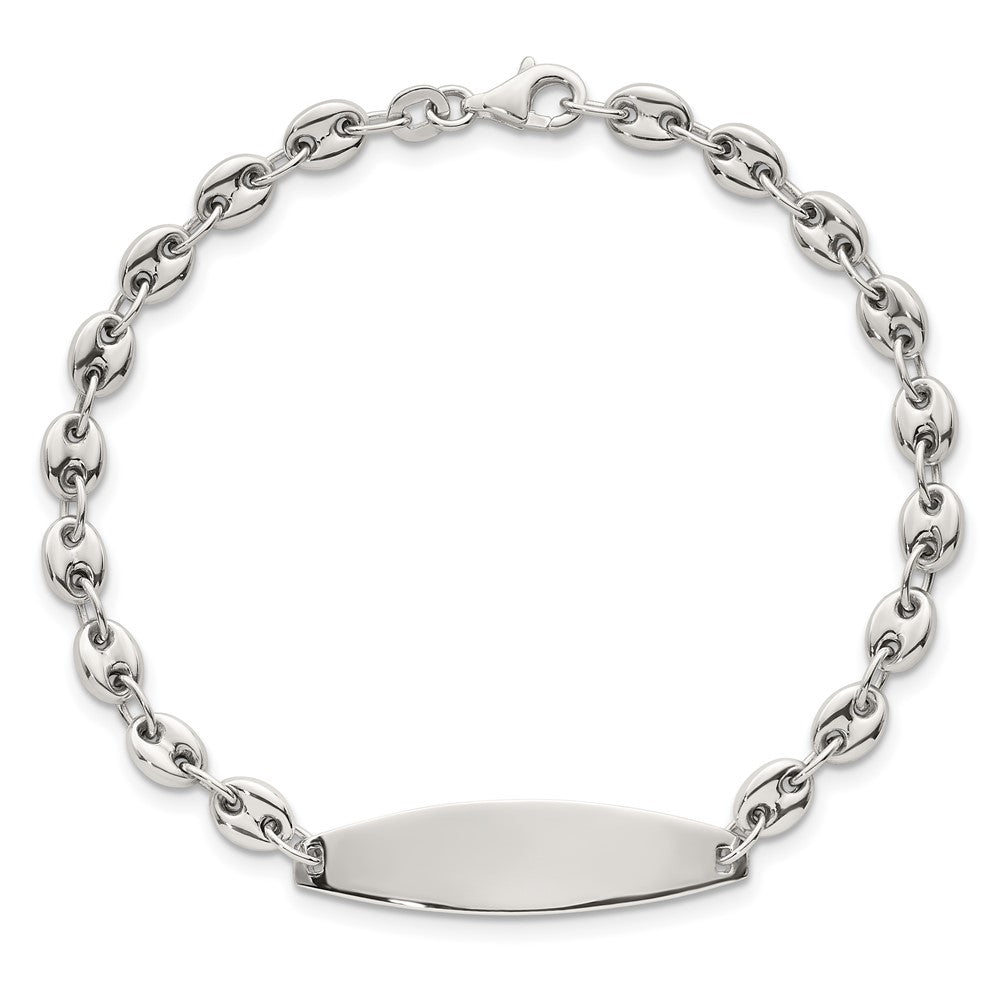 Sterling Silver Polished 5.0mm Anchor Link 7.5 Inch Id Bracelet