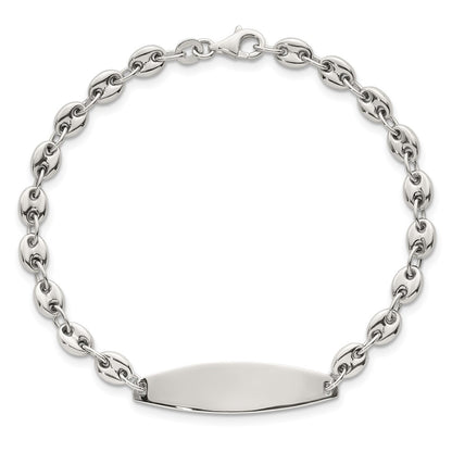 Sterling Silver Polished 5.0mm Anchor Link 7.5 Inch Id Bracelet