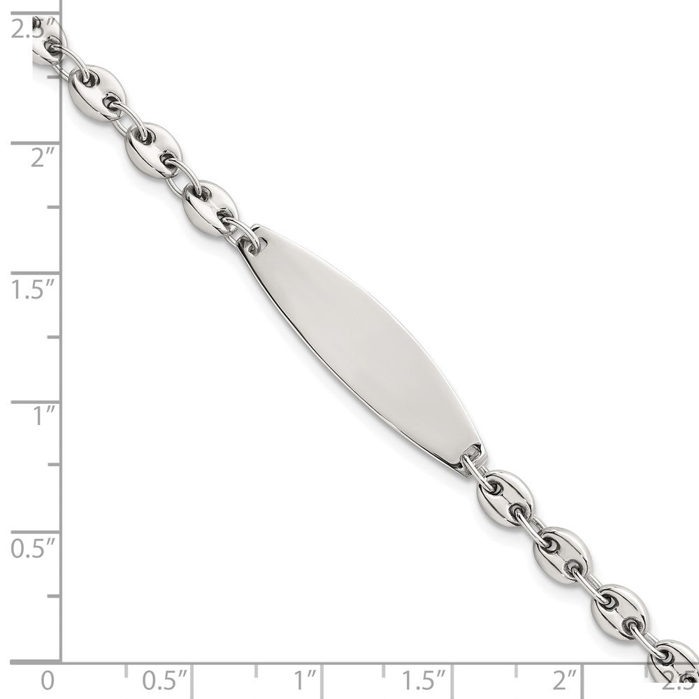 Sterling Silver Polished 5.0mm Anchor Link 7.5 Inch Id Bracelet