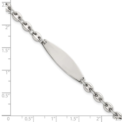 Sterling Silver Polished 5.0mm Anchor Link 7.5 Inch Id Bracelet