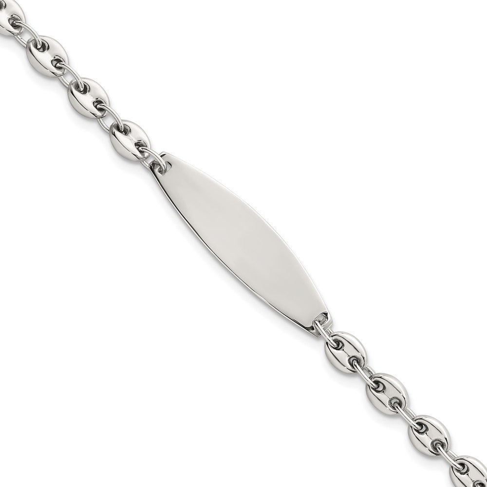 Sterling Silver Polished 5.0mm Anchor Link 7.5 Inch Id Bracelet