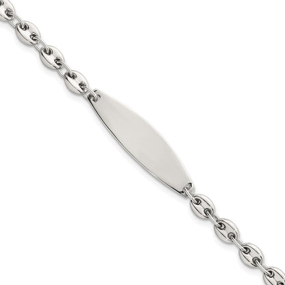 Sterling Silver Polished 5.0mm Anchor Link 7.5 Inch Id Bracelet